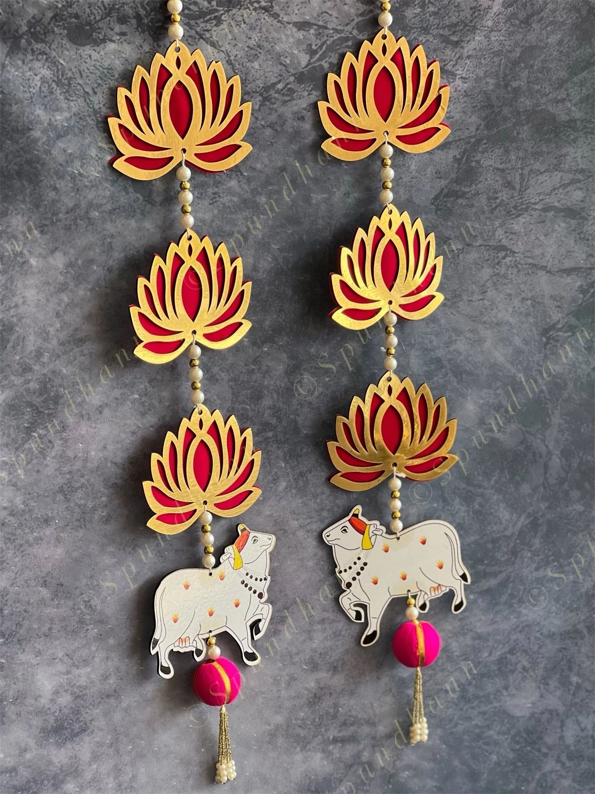 Lotus & Pearls Cow Wall Dangler Set of 2