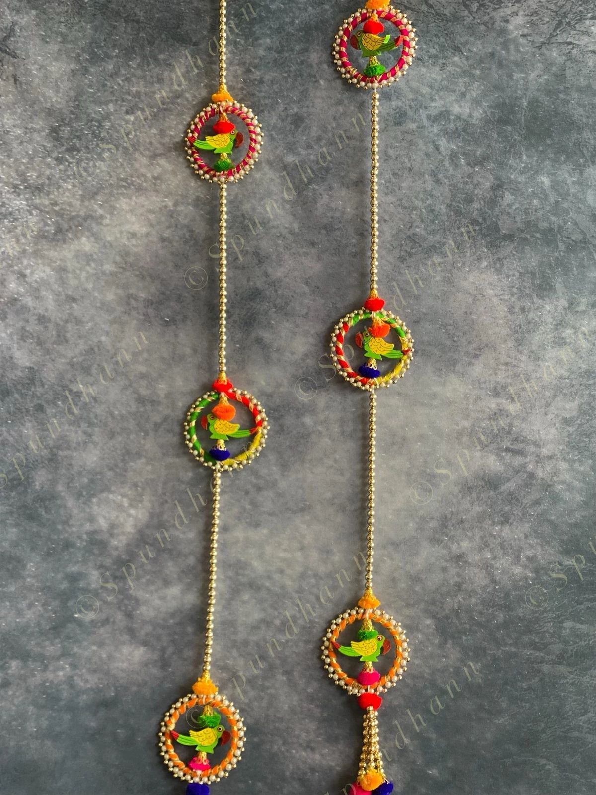 Parrot & Beads Tassel Dangler Set of 2