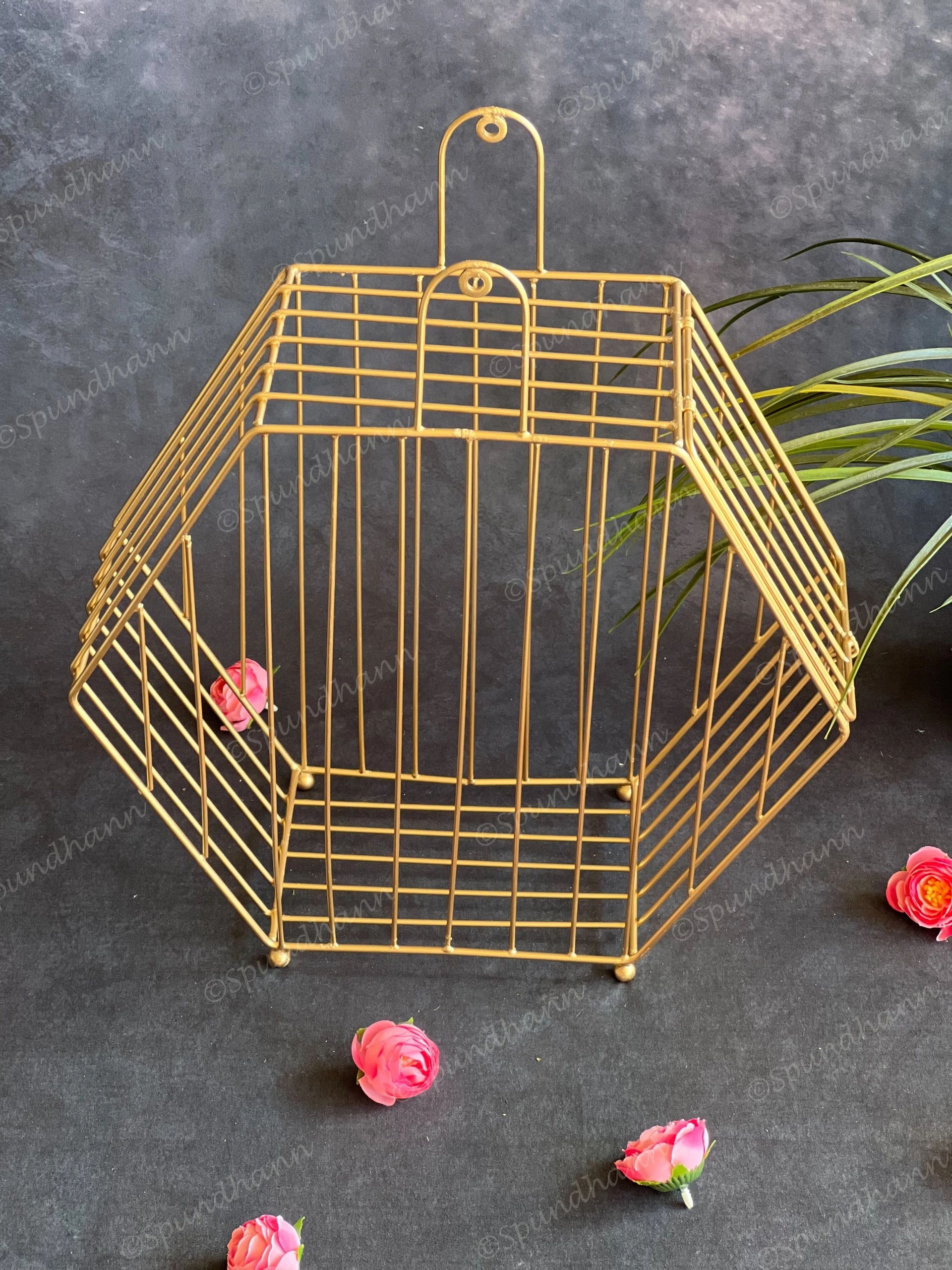 Golden Wire Hexagon Hanging Decor