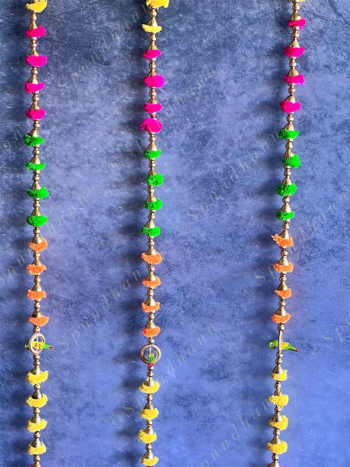 Pom Pom String with parrot & Bell Tassel - Set Of 2
