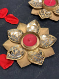 Gold Floral Mirror Work Tea Light Holder