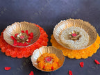 Marigold Circular Flower Placemat with Wood Base