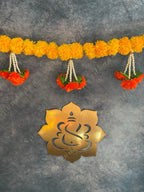 Marigold Strings Toran Wall Backdrop with Lord Ganesh