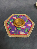 Hexagon Tea Light Holder with Lotus Pattern