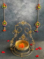 Golden Wired & Stone Studded Jhoola (Swing) for Deities