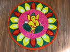 Round Ganesh Floral Rangoli Floor Mat