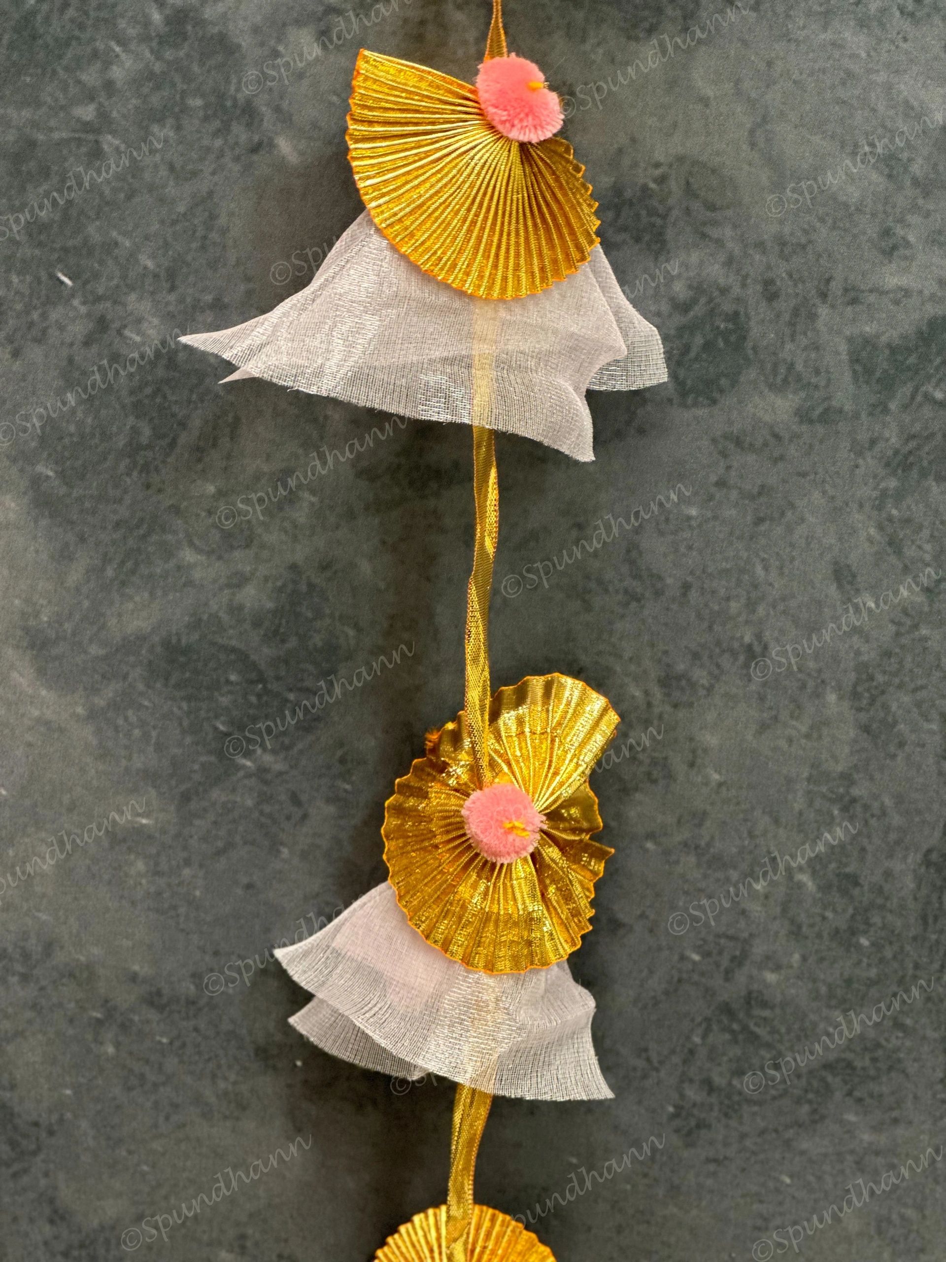 Short net & Gold Gota Dangler Strings Wall Hanging Decor - Pack of 4 Strings