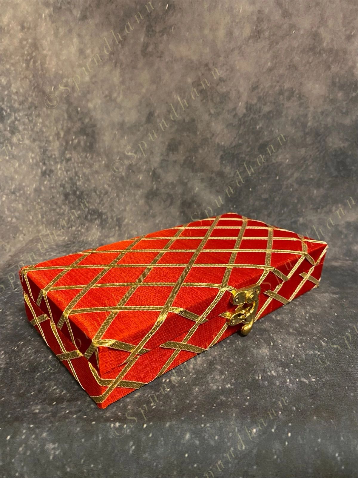 Rectangular Criss Cross Gold Gotapatti Gift Box Only