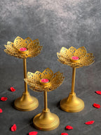 Stunning Standing Cutwork Lotus Tea Light Holder Set of 3