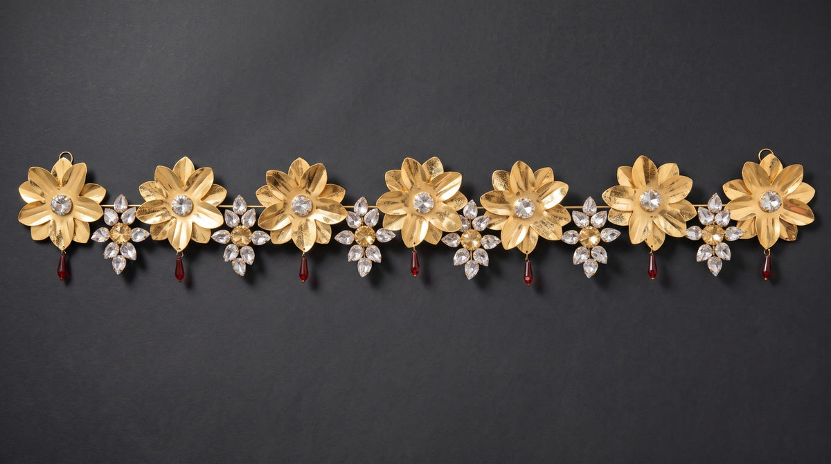 Lotus and Gemstone Metal Toran