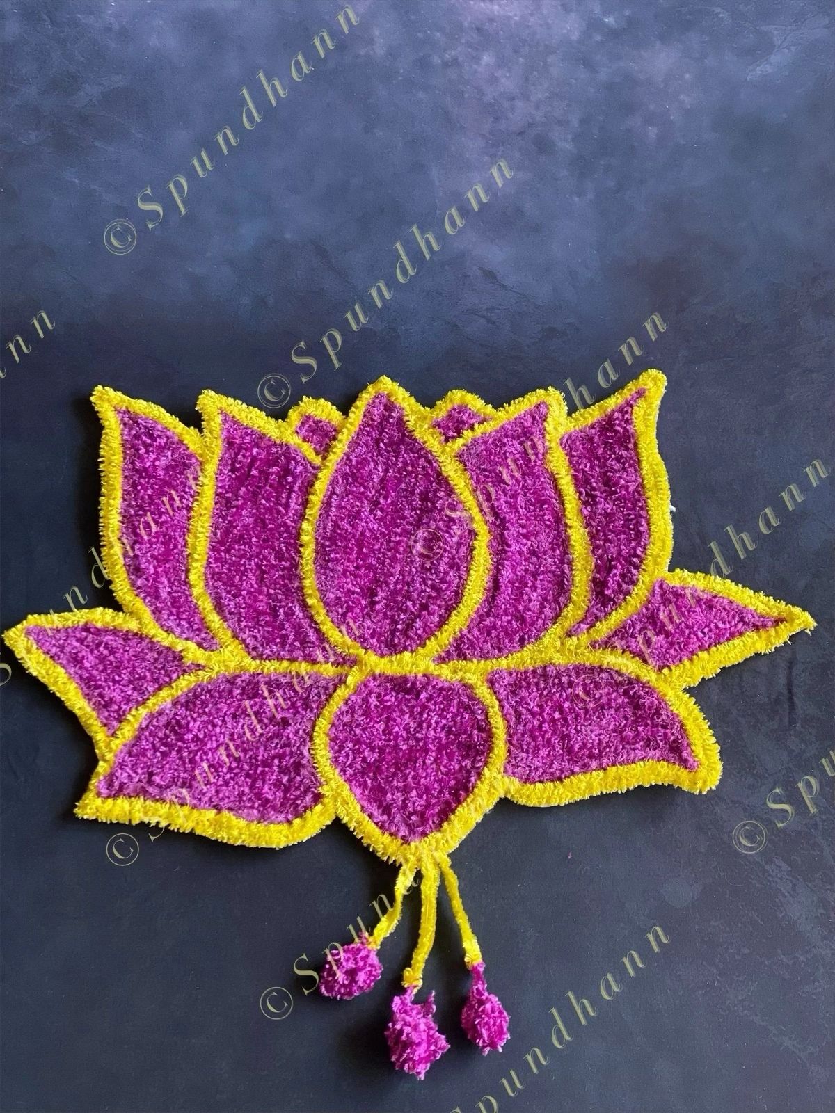 Purple Lotus Shaped Rangoli Floor Mat