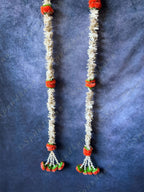 Chameli & Orange Marigold Dangler Set of 2 with Tassels