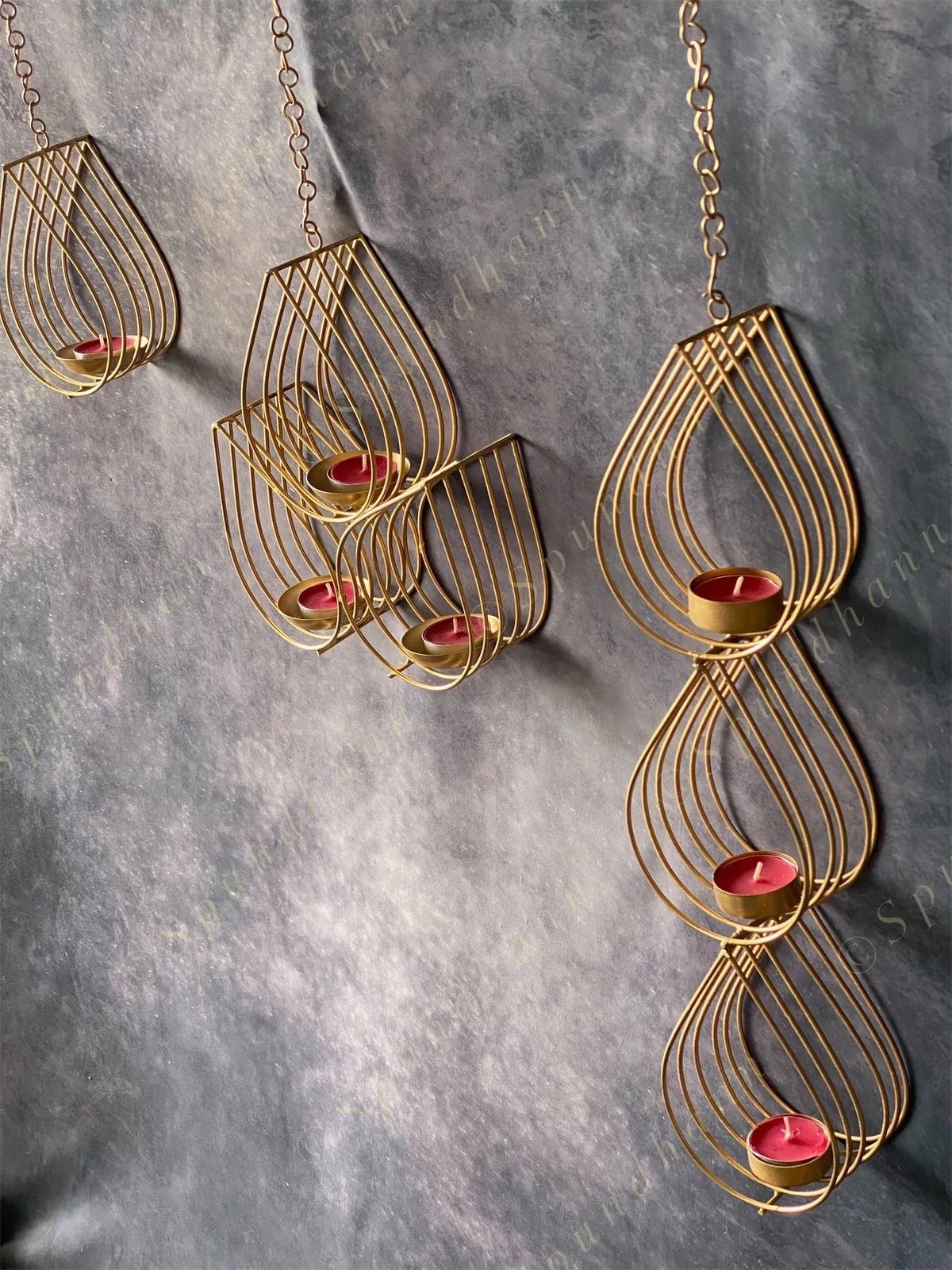 3-Drop Line Hanging Tea Light Holders