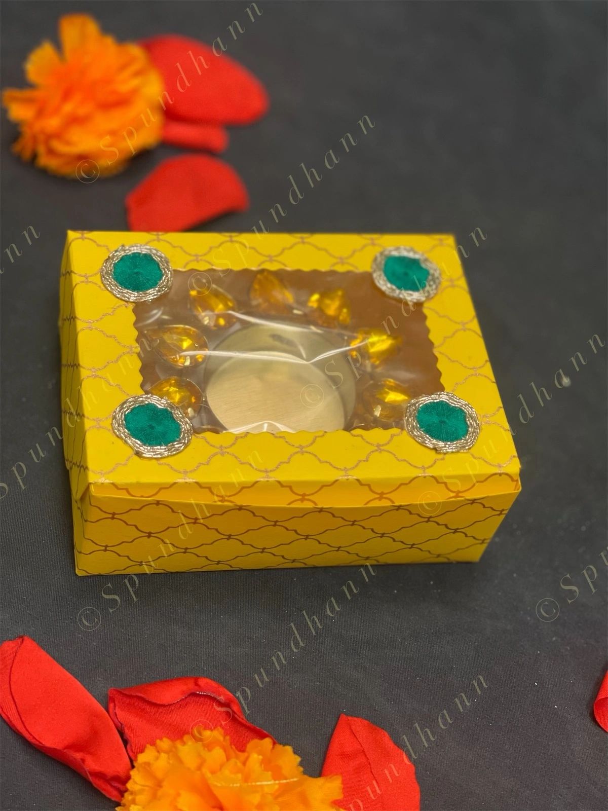 Decorated Paper Box with Studded Tea Light Holders