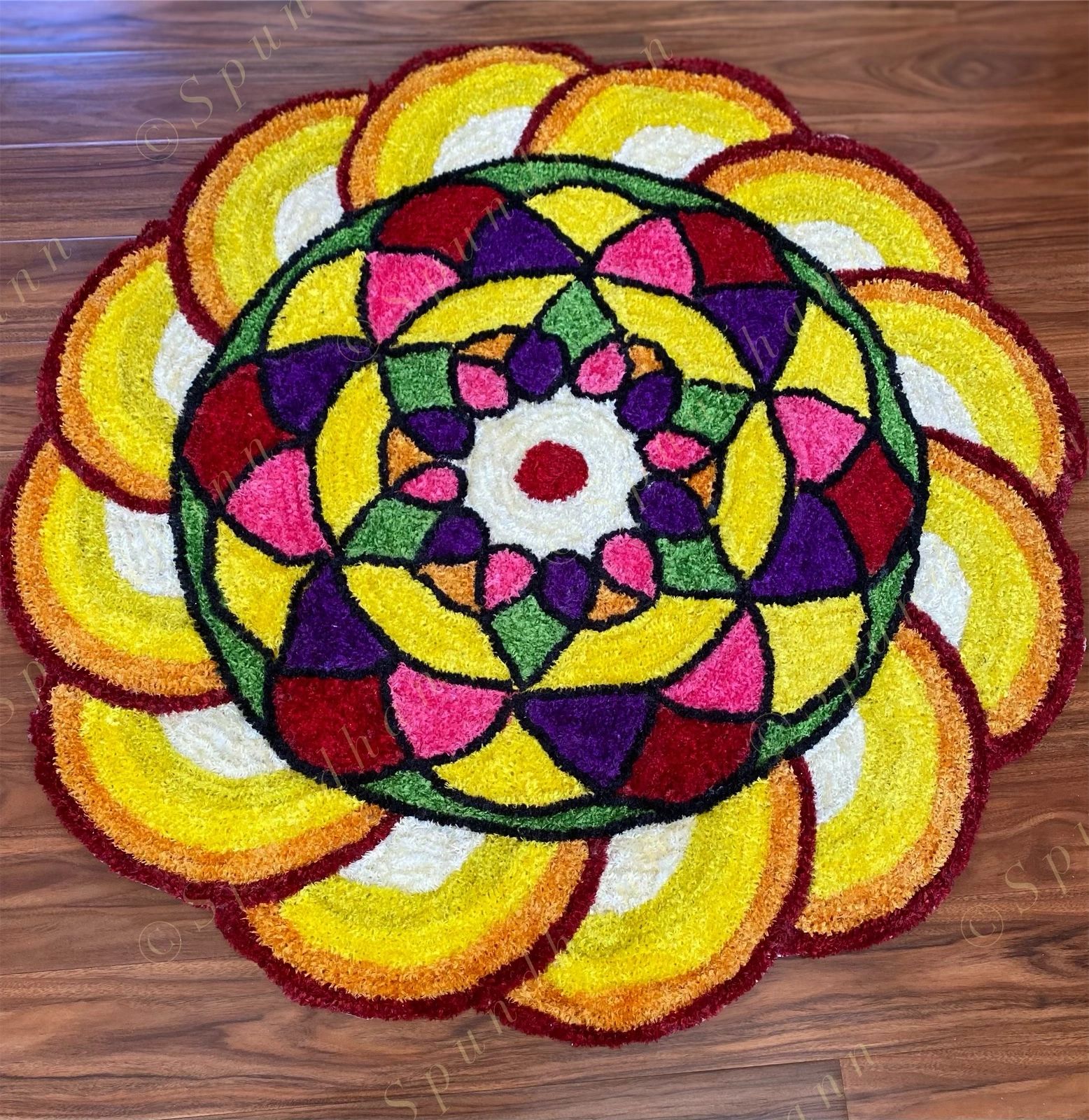 Multicolored Geometric Rangoli Floor Mat 4 ft