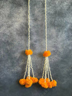 Marigold & Rajnigandha Dangler with Long Tassels - Set Of Two