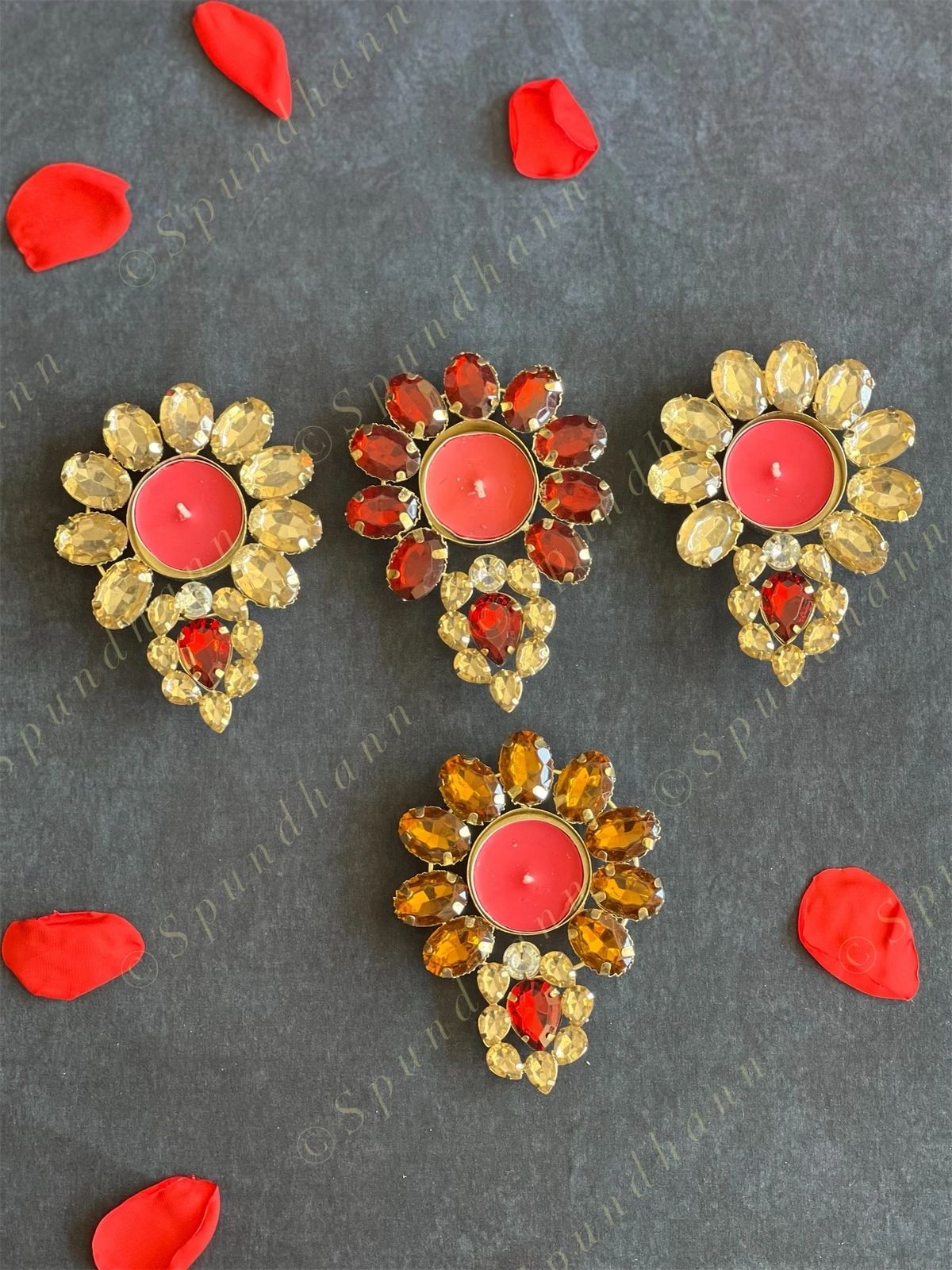 Royal Gemstone Studded Tea Light Holder