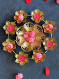 Small Lotus Rangoli Urli with Tea Light Holders