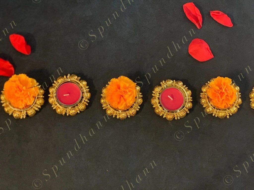 Gokhru (Golden Carved Balls) Tea Light Holder