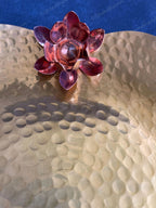 Brass Hammered Heavy Platter with Copper Flower