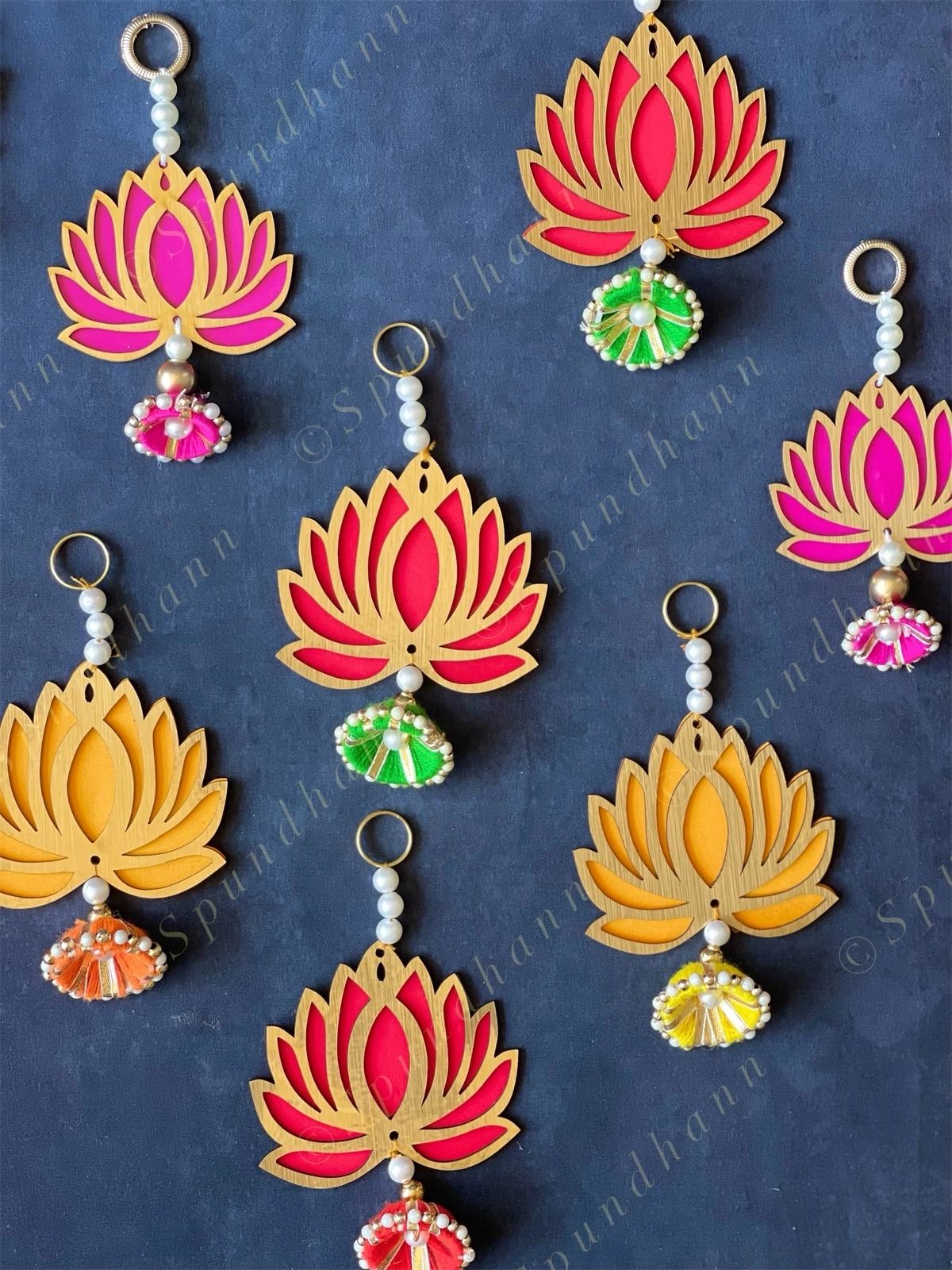 Pearls & Little Lotus Wall Dangler (Pair)