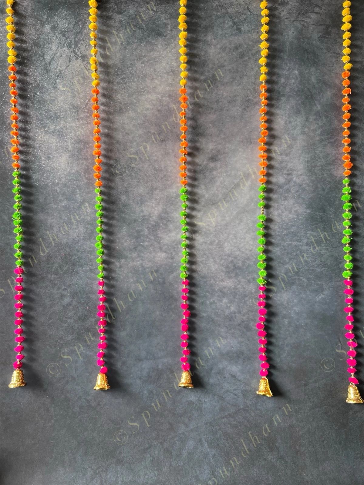 Multi Color Pom Pom & Bell Dangler