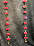 Pink Lotus & Pearl Wall Dangler With Bell Pair