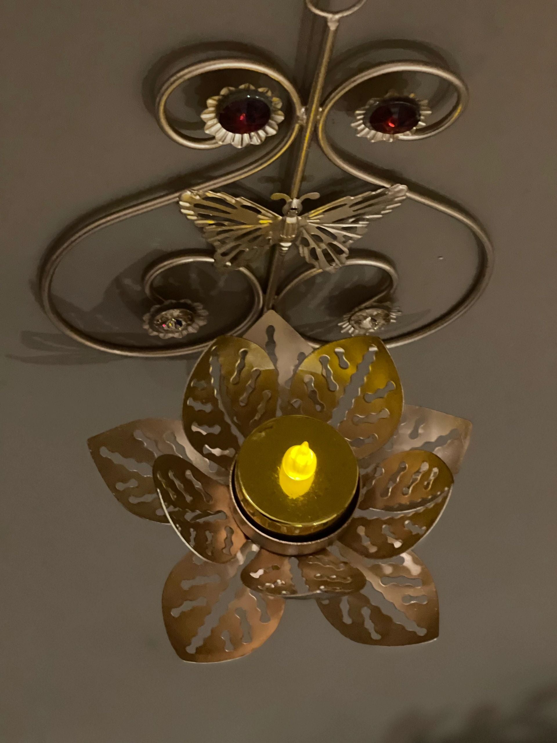 Butterfly & Lotus Wall Hanging Tea Light Holder Set of 2