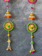 Chakri, Jhumki and Pom Pom Multi Colored Dangler Set of 2