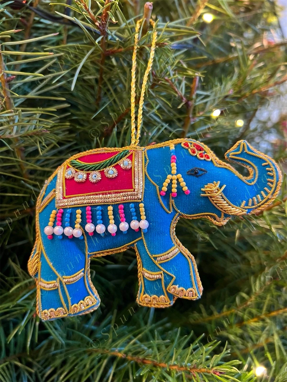 Embroidered Elephant Christmas Tree Ornament