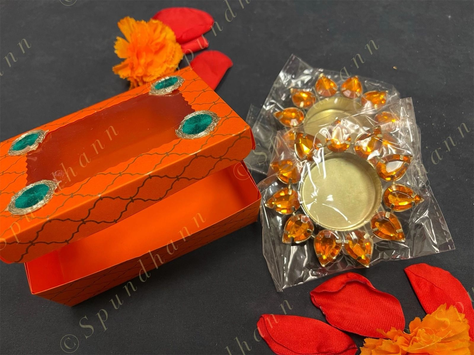 Decorated Paper Box with Studded Tea Light Holders
