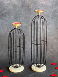 Tall Black Wired Candle Holder Stand with Marble Base