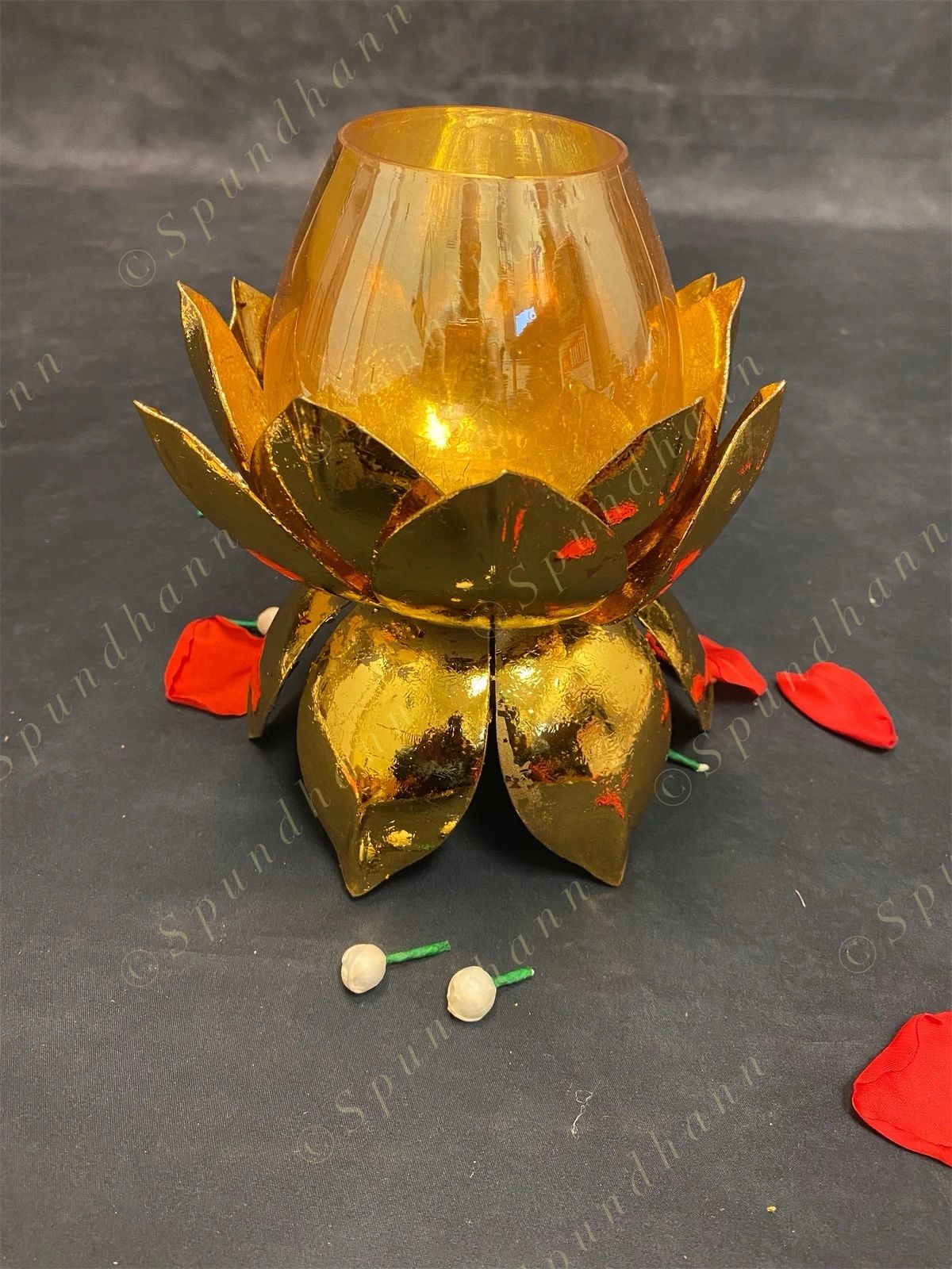 Medium Size Lotus with Glass Tea Light Candle Holder