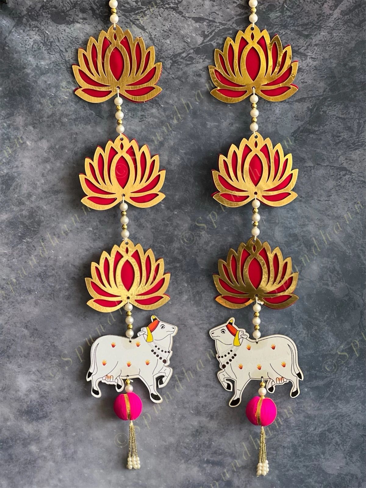 Lotus & Pearls Cow Wall Dangler Set of 2