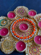 Multicolored Gota Fabric Rangoli Tea Light Holders