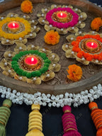 Large Pom Pom & Gota Border Tea Light