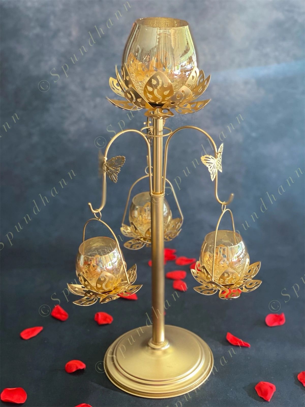 Butterfly Standing Tea Light with 3 Hanging Lanterns