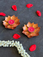 Copper Color Lotus Tea Light Holder