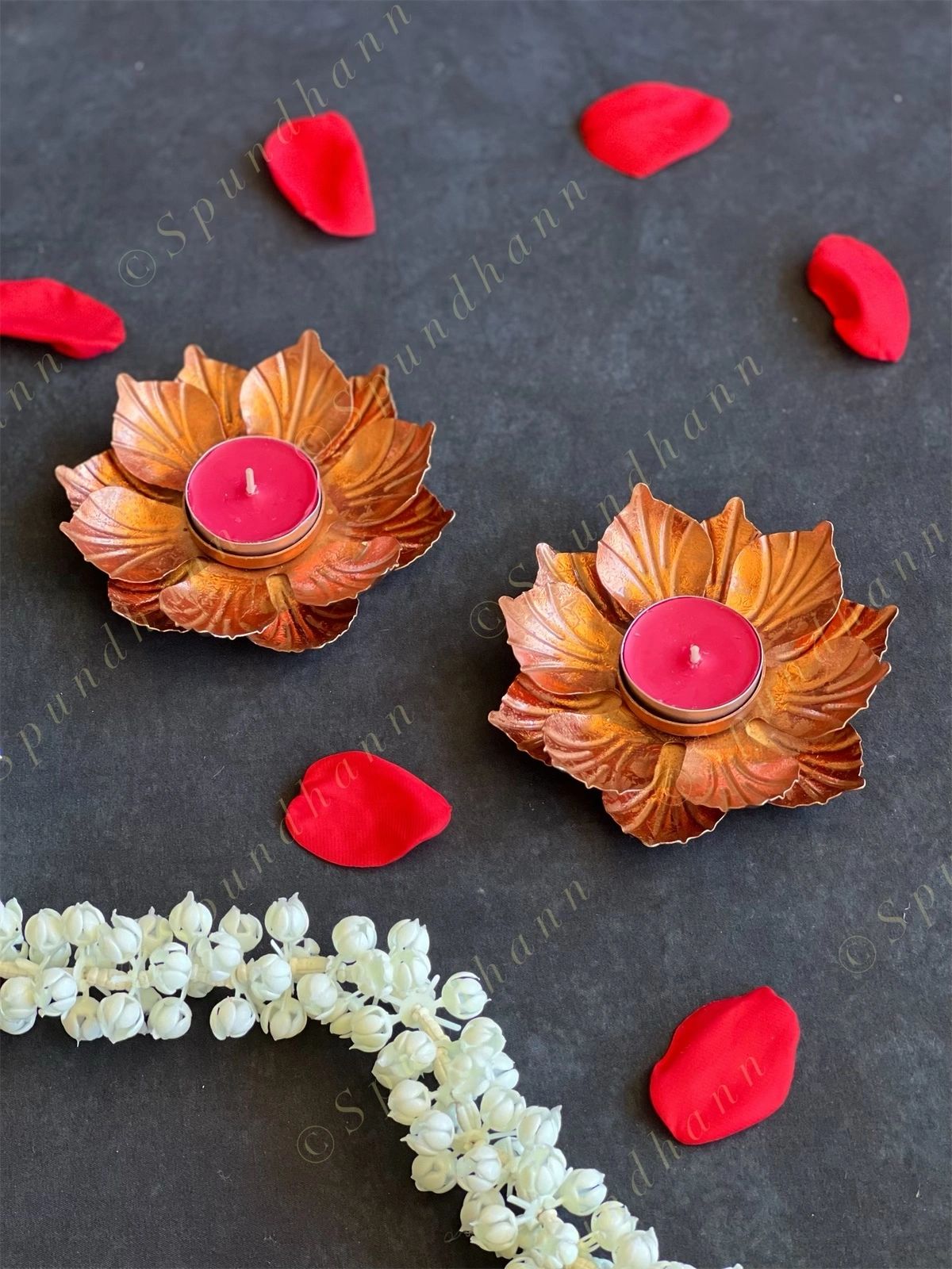 Copper Color Lotus Tea Light Holder