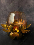 Big Lotus with Glass Tea Light Candle Holder