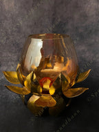 Big Lotus with Glass Tea Light Candle Holder