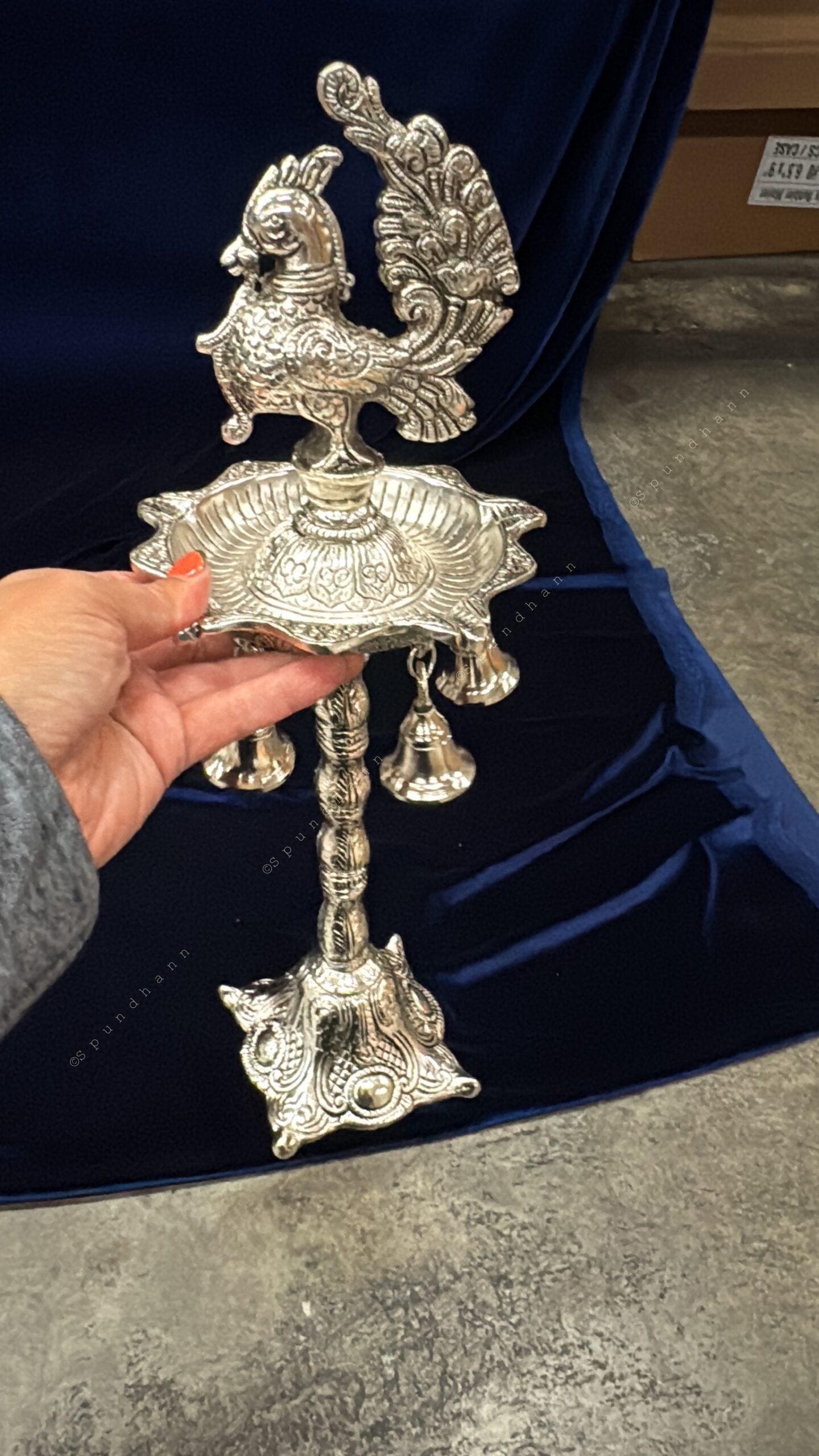 Bell, Peacock Multi T Light in German Silver