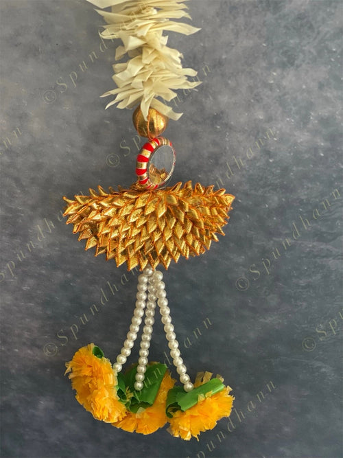 Chameli Danglers with Gota & Marigold Tassels Set of 2