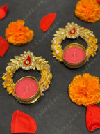 Gota and Ribbon Tea Light Holder - Set of 2