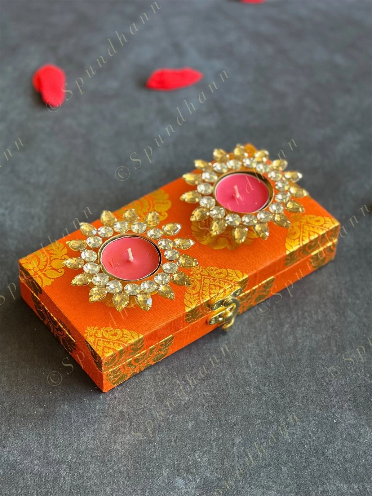 Gold Leaf Gift Boxes with Tea Light Holders