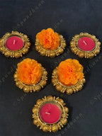 Gokhru (Golden Carved Balls) Tea Light Holder