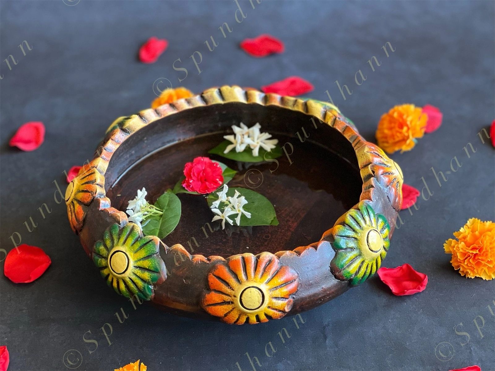 Terracotta Floral Urli Bowl (ONLY IN PERSON PICK UP)