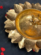 Spectacular Lotus Urli with Lotus Stem Tea Light Holder