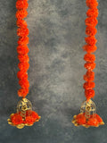 Marigold Garland Strings with Small Bird Cage & Gota Danglers Set of 2