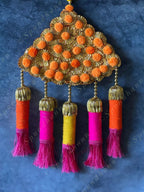Pom Pom Gota Triangle Hanging Decor w/ Multi Color Tassels